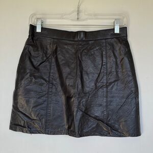 VTG 80s/90s Verducci Leather Motorcycle Mini Skirt Black Glove-Tanned Leather